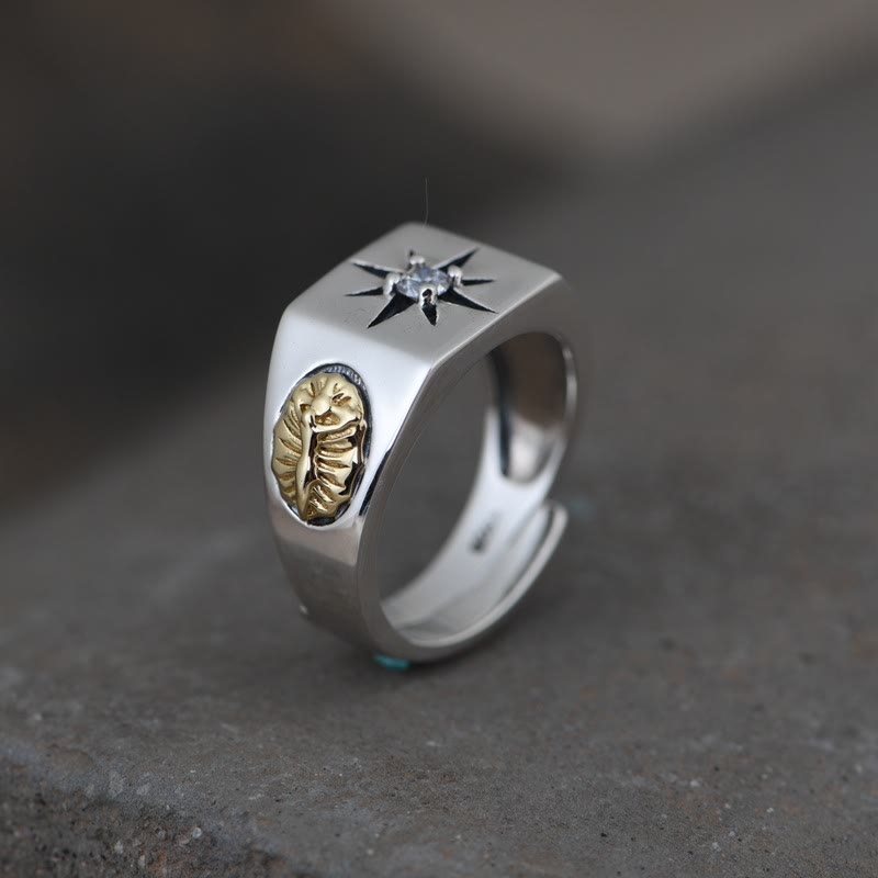 Christianartworkshop Cross and Virgin Mary with White Cubic 925 Sterling Silver Adjustable Vintage Ring