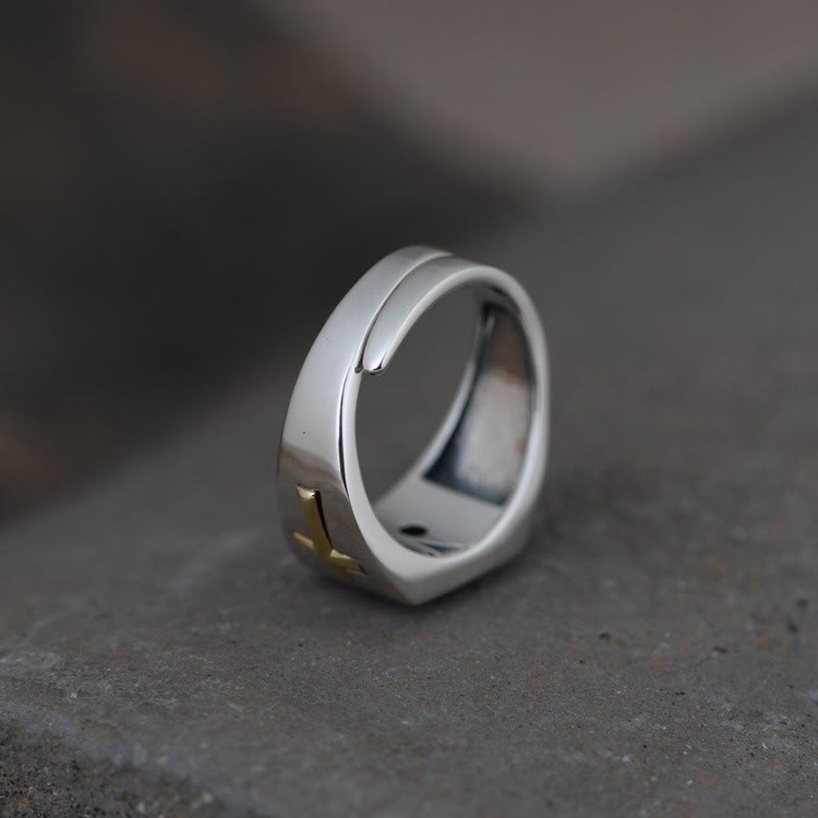 Christianartworkshop Cross and Virgin Mary with White Cubic 925 Sterling Silver Adjustable Vintage Ring