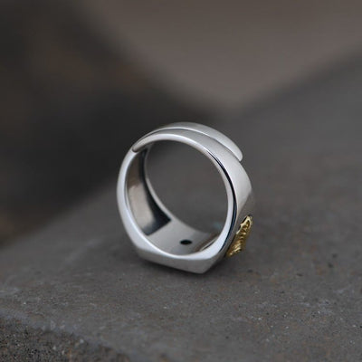 Christianartworkshop Cross and Virgin Mary with White Cubic 925 Sterling Silver Adjustable Vintage Ring