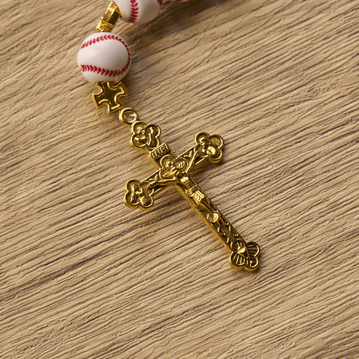 Christianartworkshop Blessed Miniature Baseball Beads Rosary with Golden Holy Chalice & Crucifix: Merge Faith and Sport