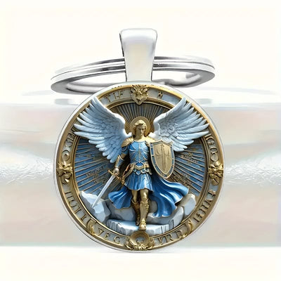 Christianartworkshop Classic Religious Armor Guardian Angel St. Micheal Keychain: Enduring Emblem of Heavenly Valor