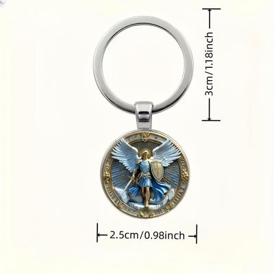 Christianartworkshop Classic Religious Armor Guardian Angel St. Micheal Keychain: Enduring Emblem of Heavenly Valor
