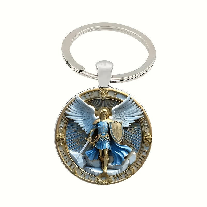 Christianartworkshop Classic Religious Armor Guardian Angel St. Micheal Keychain: Enduring Emblem of Heavenly Valor