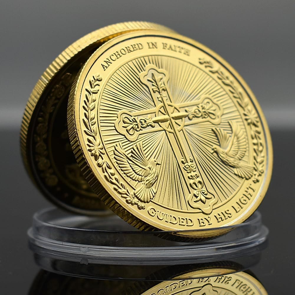 Christianartworkshop Golden/Silver Jesus Love Founded In Christ Dove & Cross Challenge Coin