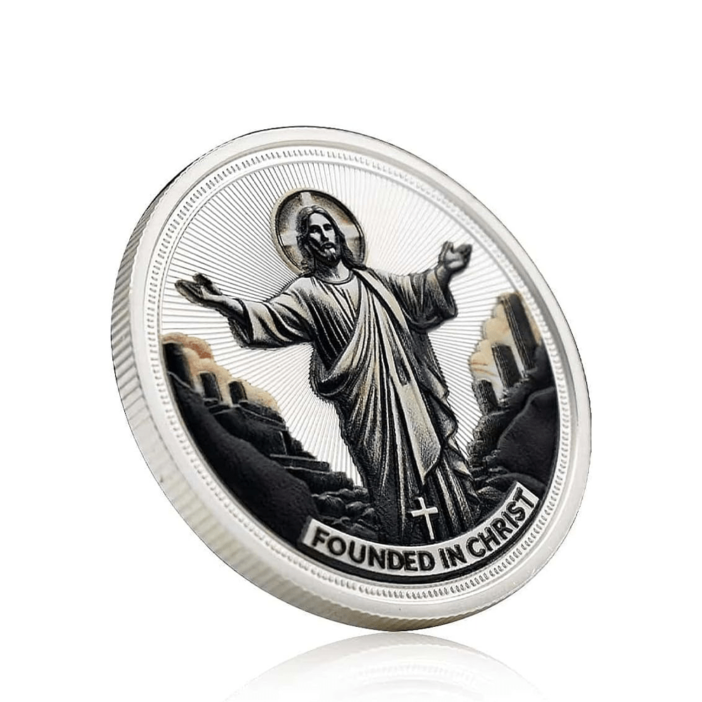 Christianartworkshop Golden/Silver Jesus Love Founded In Christ Dove & Cross Challenge Coin