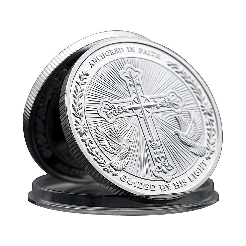 Christianartworkshop Golden/Silver Jesus Love Founded In Christ Dove & Cross Challenge Coin