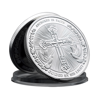 Christianartworkshop Golden/Silver Jesus Love Founded In Christ Dove & Cross Challenge Coin