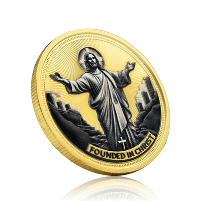 Christianartworkshop Golden/Silver Jesus Love Founded In Christ Dove & Cross Challenge Coin