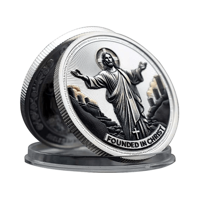 Christianartworkshop Golden/Silver Jesus Love Founded In Christ Dove & Cross Challenge Coin