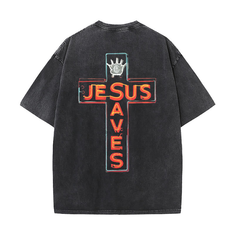 Christianartworkshop Jesus Saves Cross Graphic T-Shirt