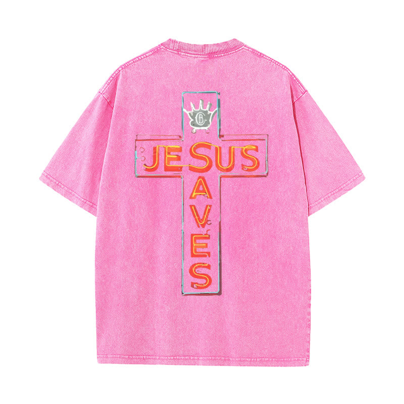 Christianartworkshop Jesus Saves Cross Graphic T-Shirt