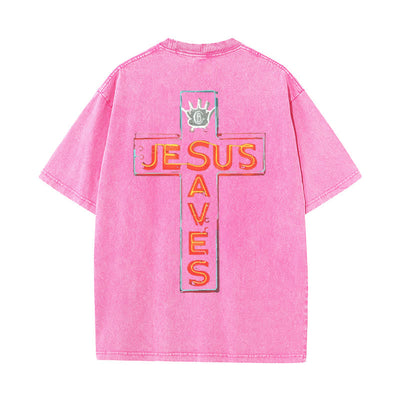 Christianartworkshop Jesus Saves Cross Graphic T-Shirt
