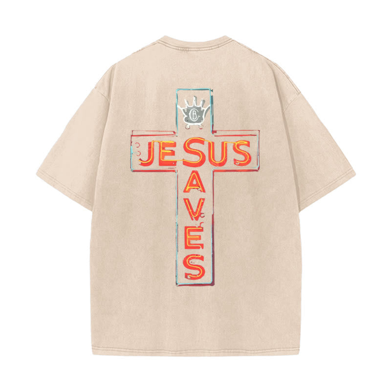 Christianartworkshop Jesus Saves Cross Graphic T-Shirt