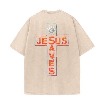 Christianartworkshop Jesus Saves Cross Graphic T-Shirt