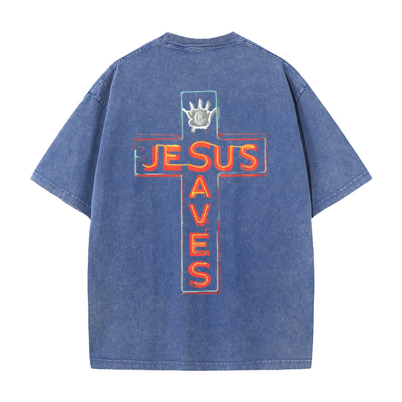 Christianartworkshop Jesus Saves Cross Graphic T-Shirt