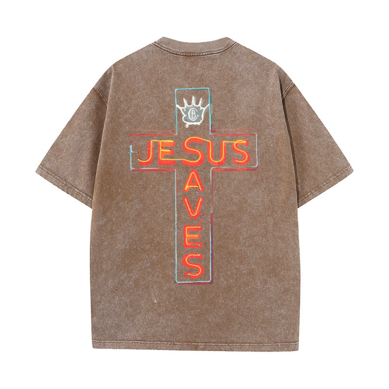 Christianartworkshop Jesus Saves Cross Graphic T-Shirt