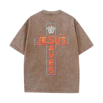 Christianartworkshop Jesus Saves Cross Graphic T-Shirt