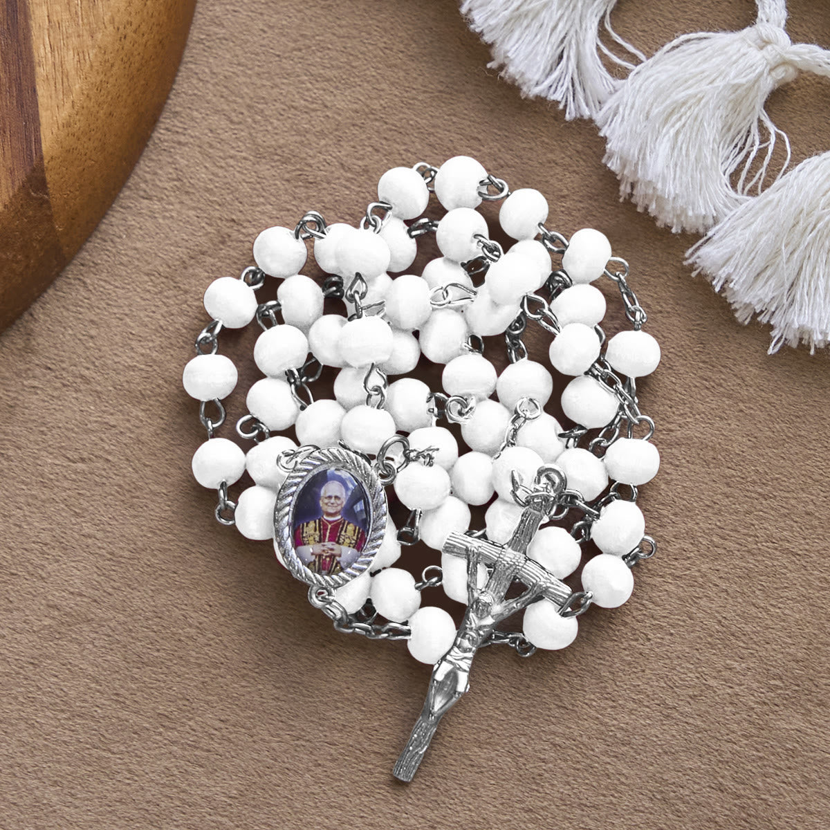 FREE Today: Pope Leo XIV Red Wood Beads Rosary Commemorating: A Spiritual Treasure