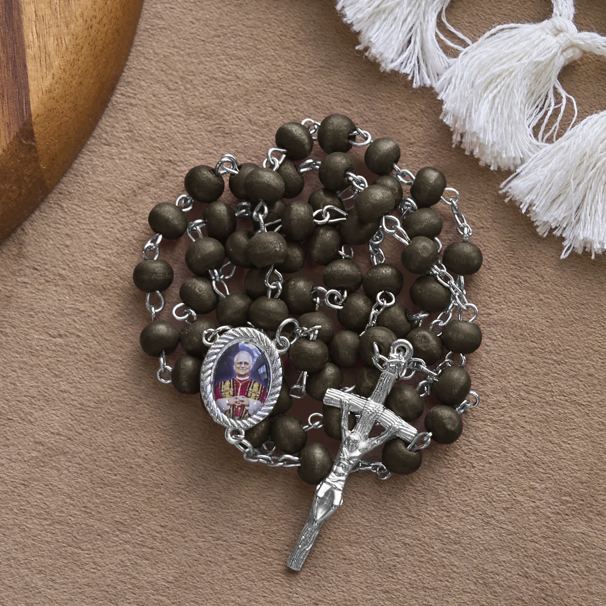 FREE Today: Pope Leo XIV Red Wood Beads Rosary Commemorating: A Spiritual Treasure