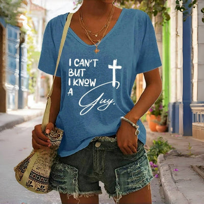 Christianartworkshop I Can't But I Know A Guy Print V-Neck T-shirt