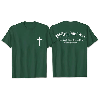 Christianartworkshop Philippians 4:13 "I Can Do All Things" Strength T-Shirt