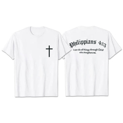 Christianartworkshop Philippians 4:13 "I Can Do All Things" Strength T-Shirt