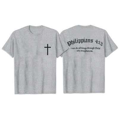 Christianartworkshop Philippians 4:13 "I Can Do All Things" Strength T-Shirt