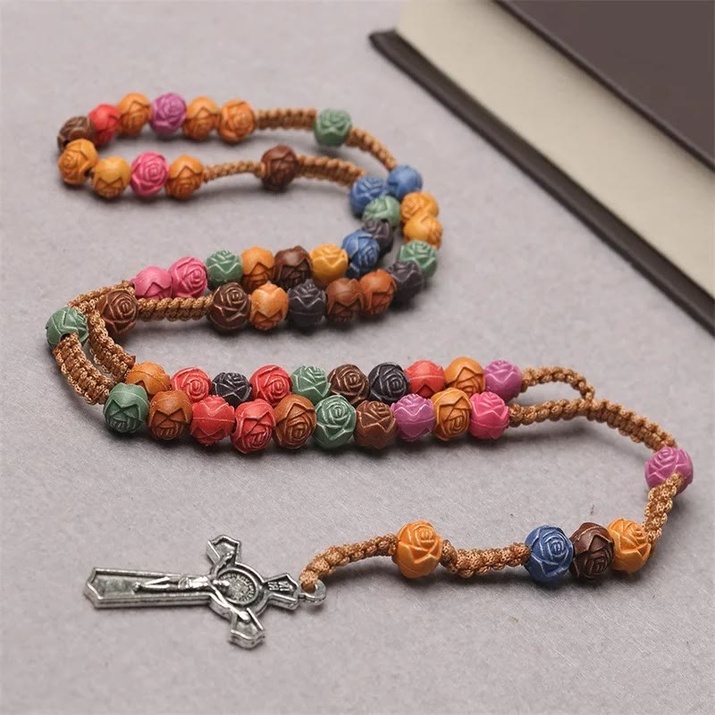 Christianartworkshop Multicolor Prayer Rose Beads Rosary
