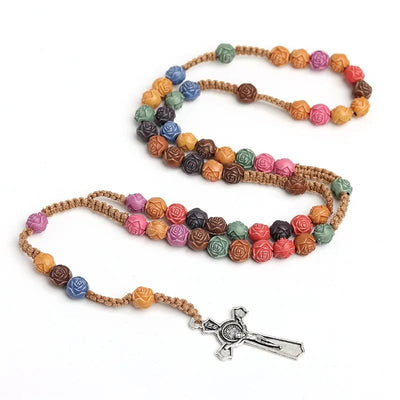 Christianartworkshop Multicolor Prayer Rose Beads Rosary