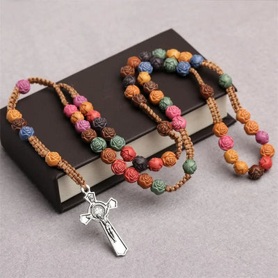 Christianartworkshop Multicolor Prayer Rose Beads Rosary