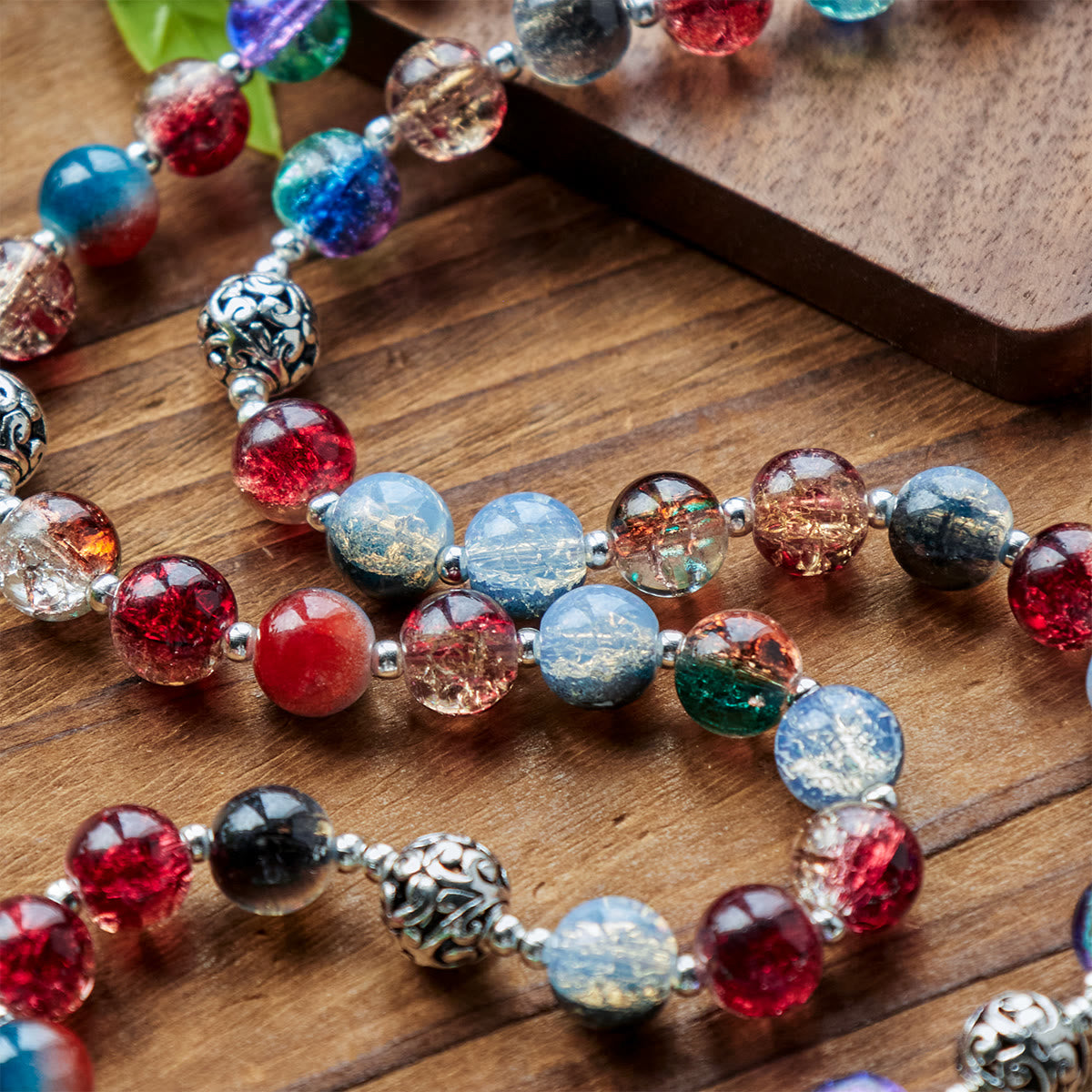 Christianartworkshop Gradient Multicolor Glass Bead & Brass Crucifix Rosary with Divine Mercy Medal