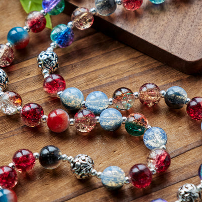 Christianartworkshop Gradient Multicolor Glass Bead & Brass Crucifix Rosary with Divine Mercy Medal