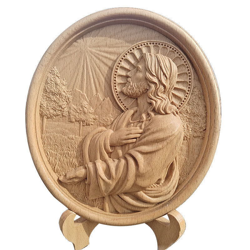 Christianartworkshop Faith-Inspired Sacred Heart of Jesus Garden Prayer Relief Ornament