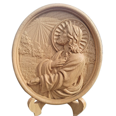 Christianartworkshop Faith-Inspired Sacred Heart of Jesus Garden Prayer Relief Ornament