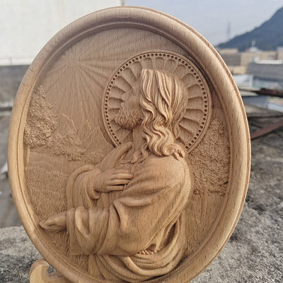 Christianartworkshop Faith-Inspired Sacred Heart of Jesus Garden Prayer Relief Ornament