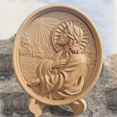 Christianartworkshop Faith-Inspired Sacred Heart of Jesus Garden Prayer Relief Ornament