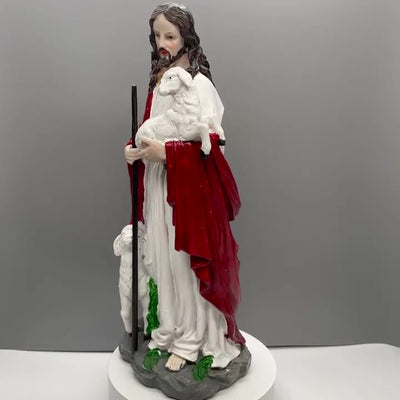 Christianartworkshop Sacred Heart Good Shepherd with Lamb Sculpture: Invite Faith into Your Home