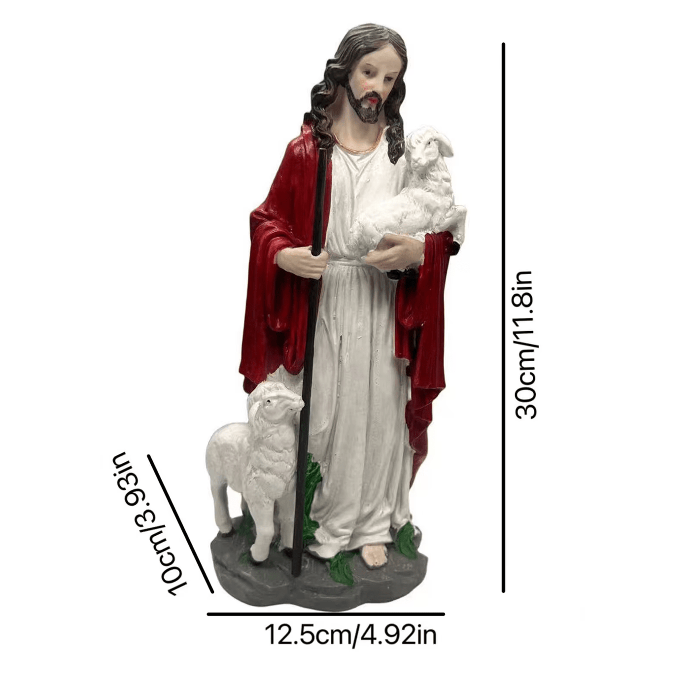 Christianartworkshop Sacred Heart Good Shepherd with Lamb Sculpture: Invite Faith into Your Home