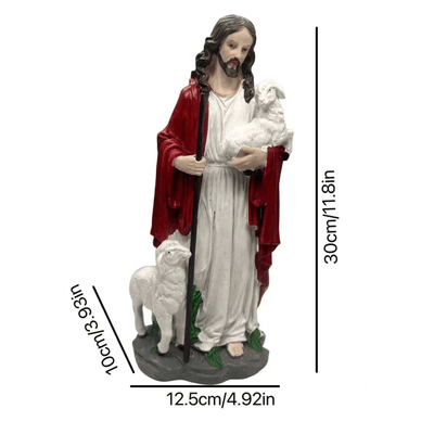 Christianartworkshop Sacred Heart Good Shepherd with Lamb Sculpture: Invite Faith into Your Home
