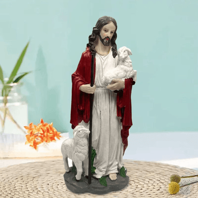 Christianartworkshop Sacred Heart Good Shepherd with Lamb Sculpture: Invite Faith into Your Home