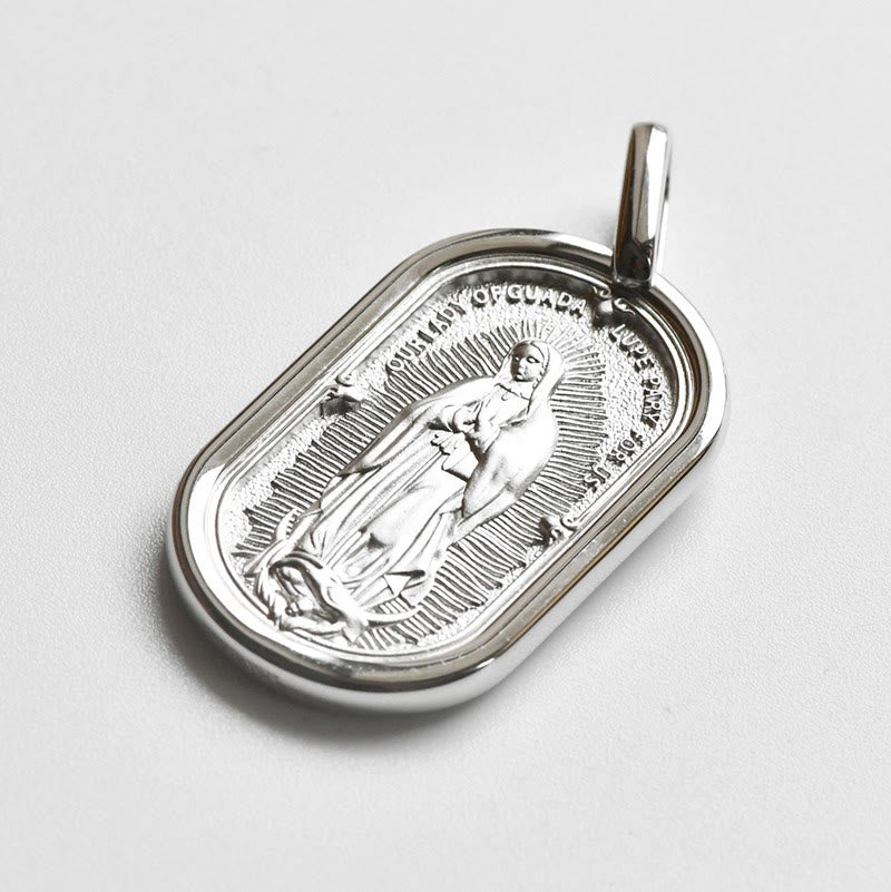 Christianartworkshop 925 Sterling Silver Elegant Our Lady of Guadalupe Pendant Necklace