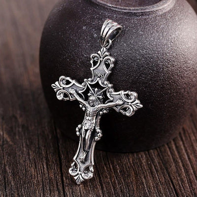 Christianartworkshop Rustic Bronze and Silver Crucifix Necklace in S925: A Testament of Faith
