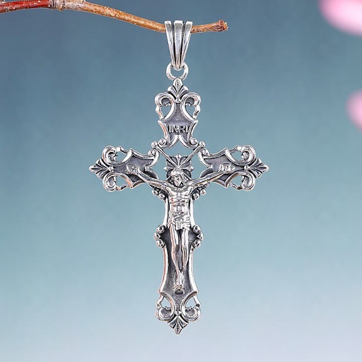 Christianartworkshop Rustic Bronze and Silver Crucifix Necklace in S925: A Testament of Faith