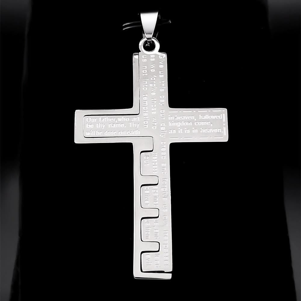 FREE Today: Modern Tri-Color Lord's Prayer Cross Necklace: A Timeless Symbol of Holy