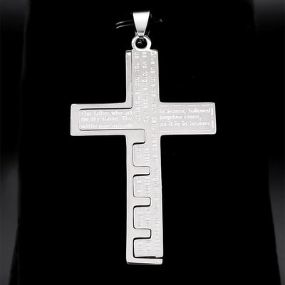 FREE Today: Modern Tri-Color Lord's Prayer Cross Necklace: A Timeless Symbol of Holy