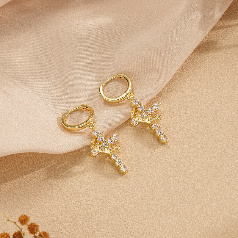 Christianartworkshop Modern Crowned in Faith Cross Necklace, Earrings