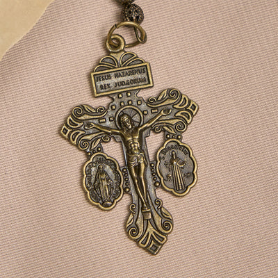 FREE Today: Vintage Obsidian Tiger Eye Beads Rosary with Pardon Crucifix & St. Benedict