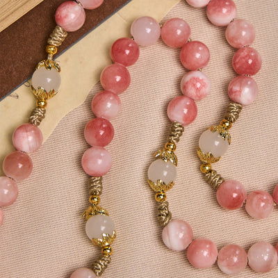 Christianartworkshop Handmade Pink Glossy Beads Rosary with Brass Crucifix and Our Lady Charm