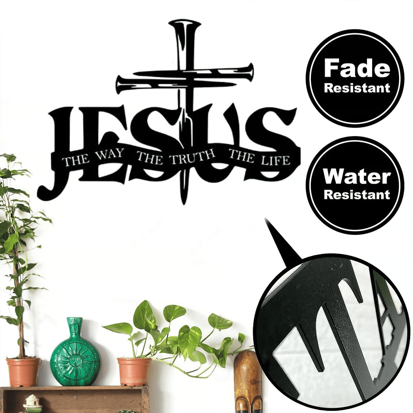 Christianartworkshop Faithful Jesus & Cross Design Metal Wall Decor Home Decoration