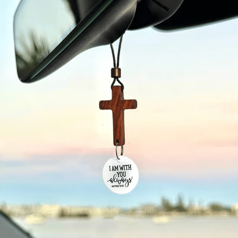 Christianartworkshop Bible Verse Car Hanging Cross Ornament: Scan for a Bible Verse Every Day